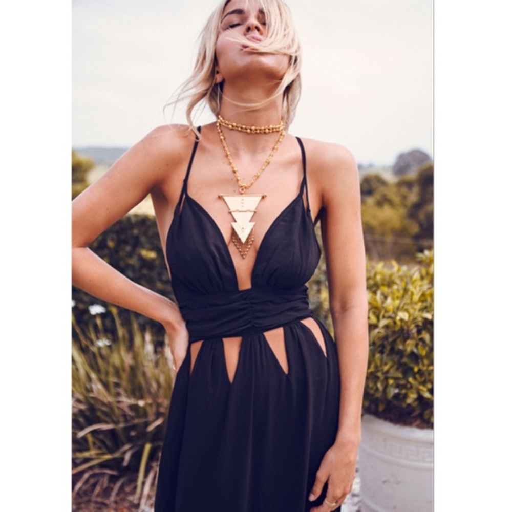 Navy cut out sexy boho dress